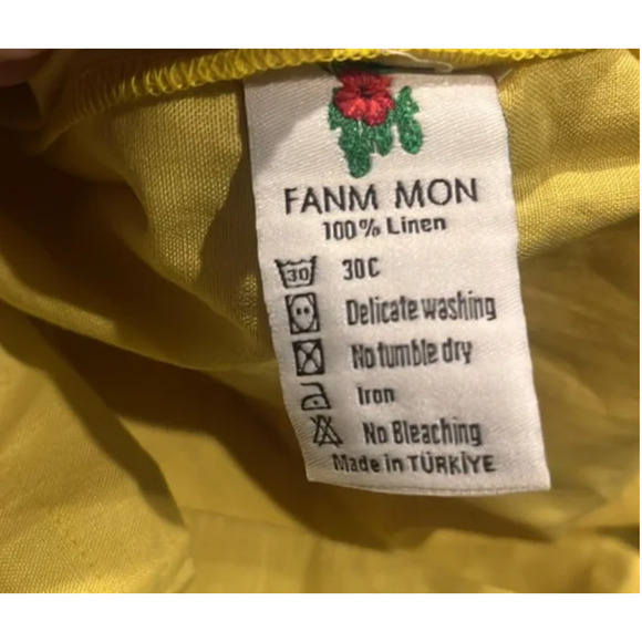 Fanm Mon Lorr Linen Sundress Strapless Midi Dress, M, Citron Yellow | NEW $360 - Picture 7 of 8